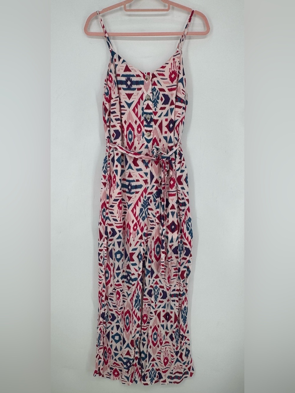Emily Wonder Boutique Festival Boho Geometric Aztec Print Jumpsuit Size Small